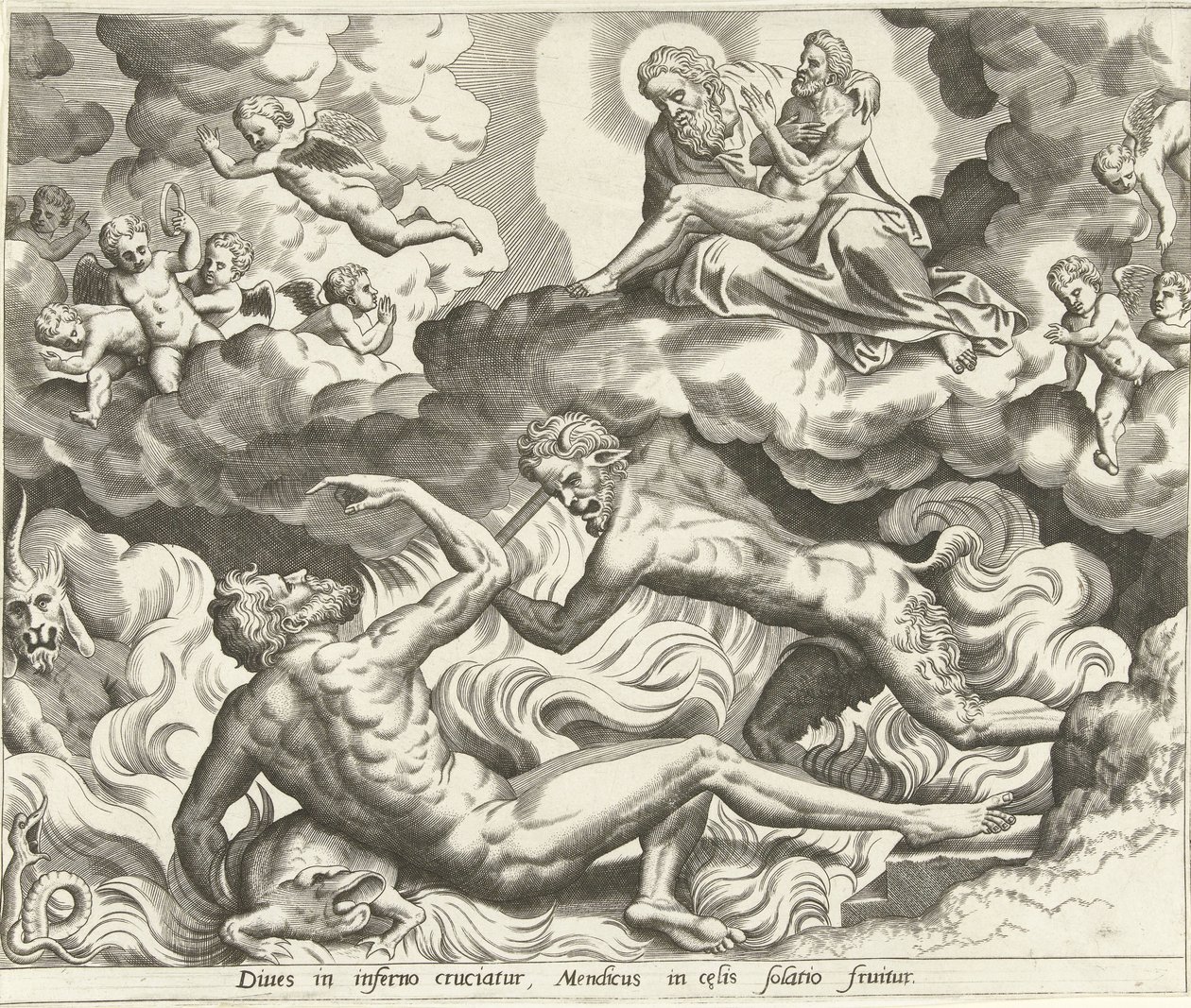Lazar v nebi a boháč v pekle Historie Lazara a bohatého muže (název série) od Hans Collaert (I) (possibly)