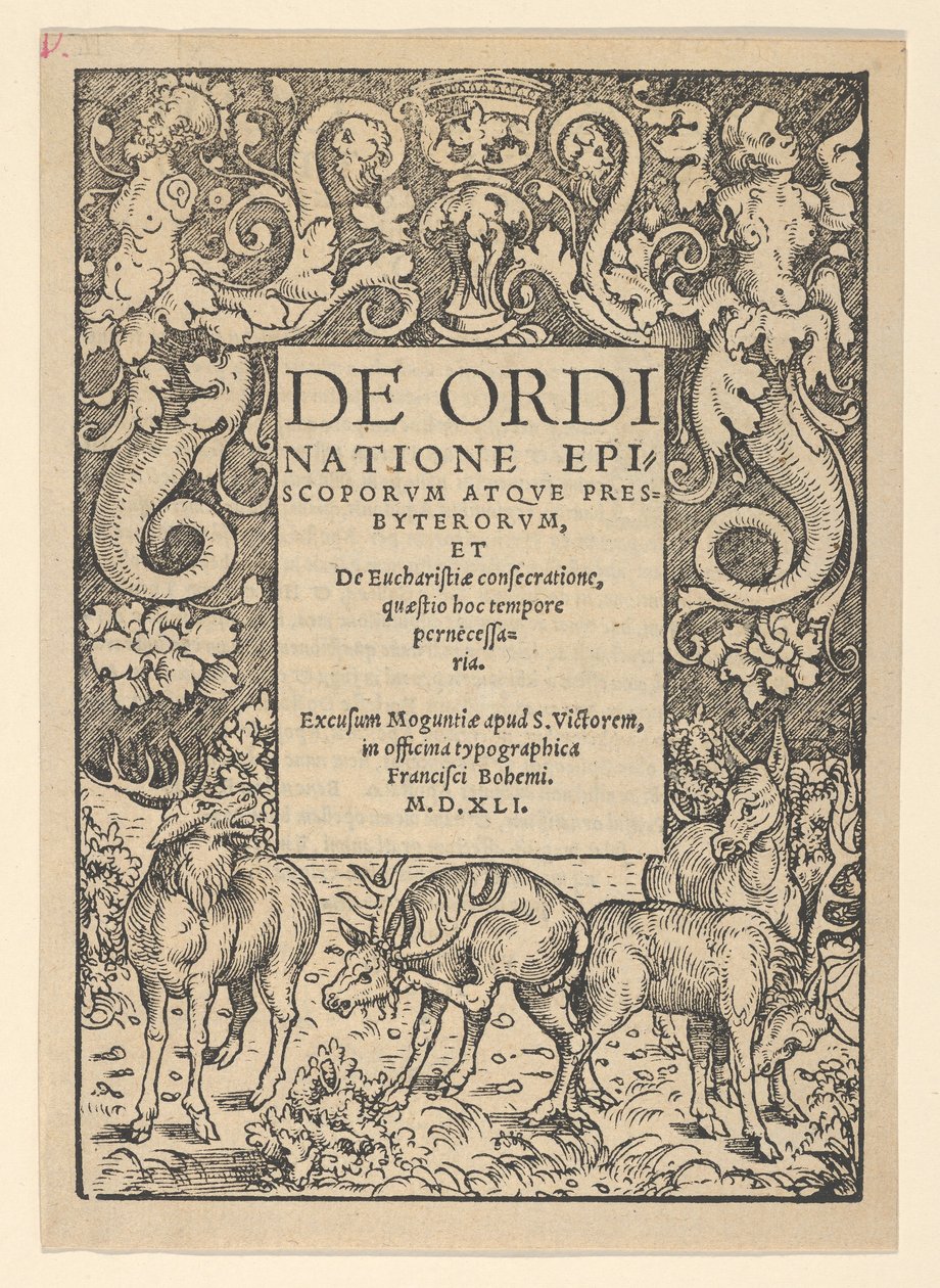 Okraj názvu se třemi jeleny a laně, počátek 16. století. od Hans Cranach