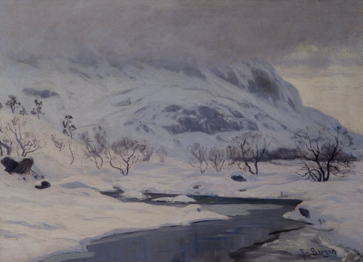 Horská krajina, zima od Hans Fredrik Henriksen Borgen