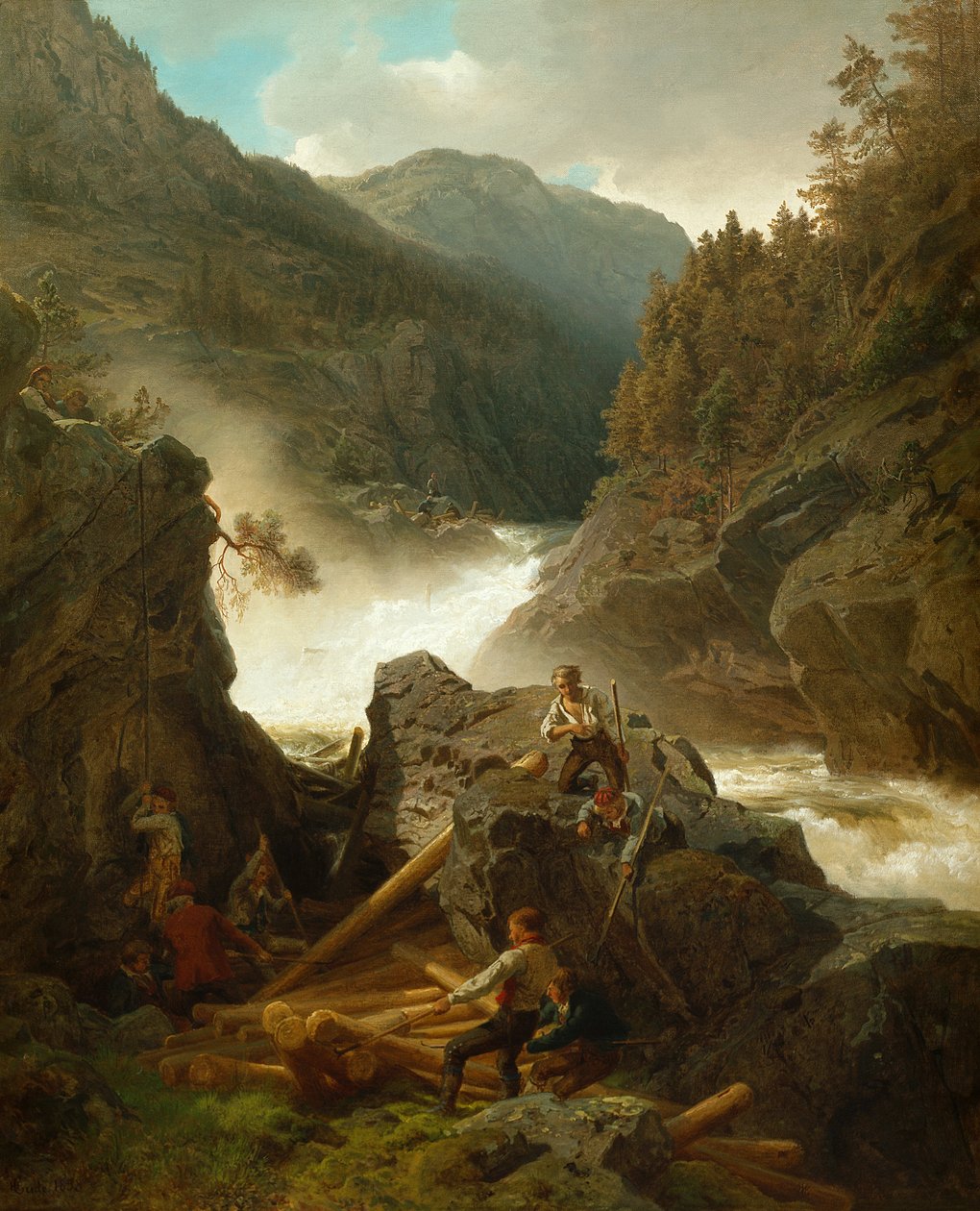 Řeka Rukkedals, Nes v Hallingdalu od Hans Gude