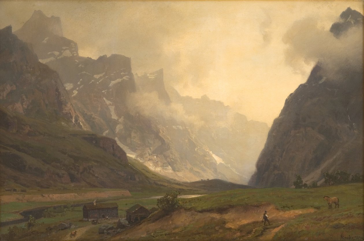 Troll Peaks v Romsdalenu: Úpatí Romsdalshornu vpravo od Hans Gude
