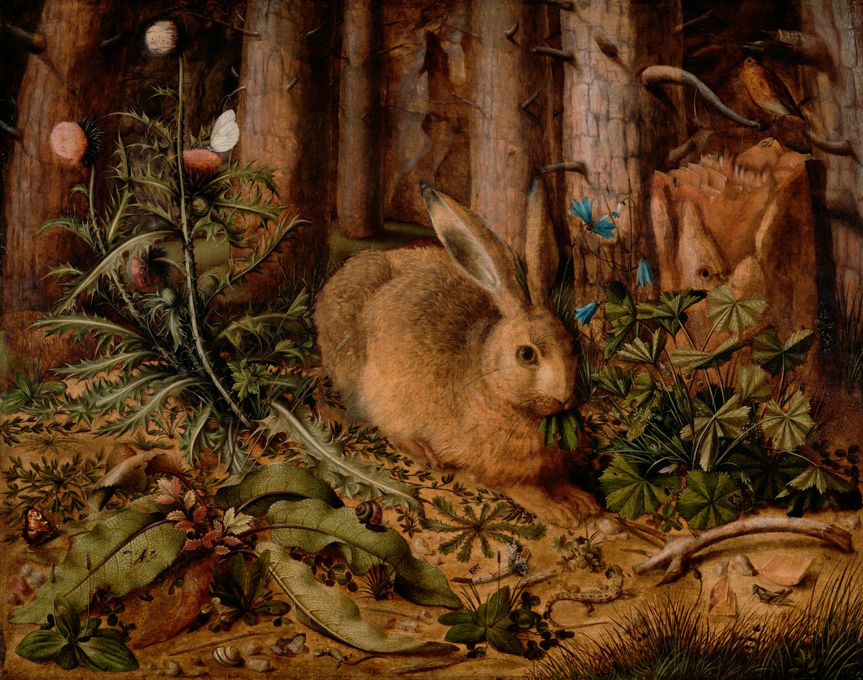 Zajíc v lese, c. 1585 (olej na panelu) od Hans Hoffmann