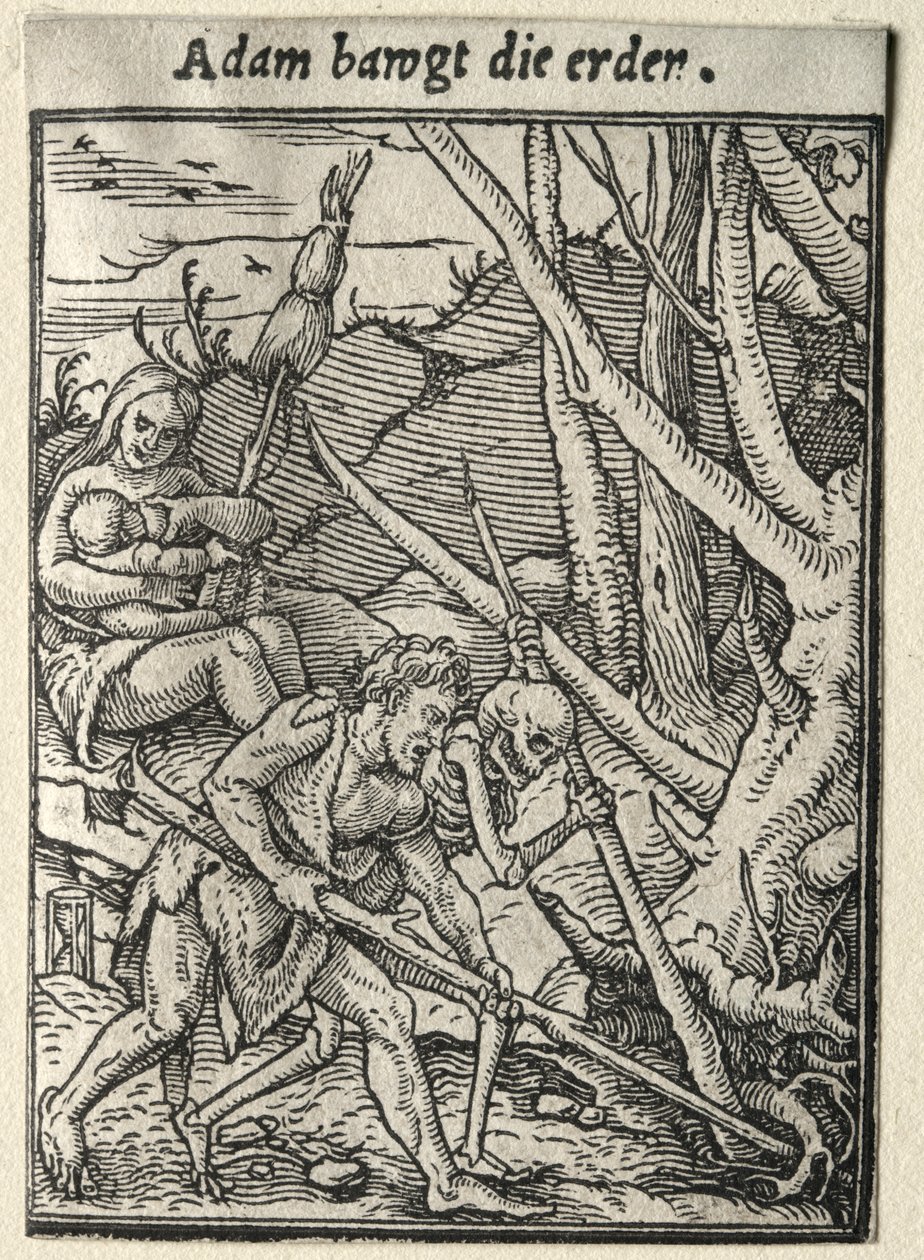 Tanec smrti: Adam obdělává půdu od Hans Holbein