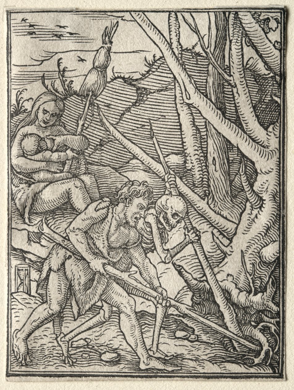 Tanec smrti: Adam Tilling the Earth. od Hans Holbein