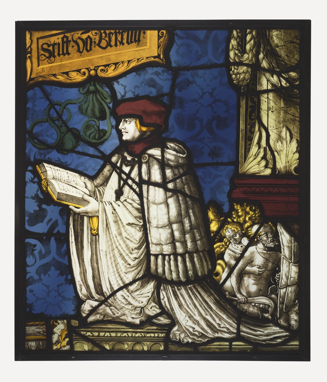 premonstrátský kanovník; c.1520 (hrncový kov a bezbarvé sklo, oxidová barva a stříbrná skvrna; přišlo olovo) od Hans Holbein der Jüngere