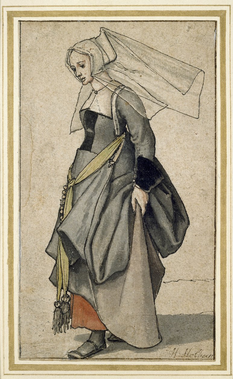 Mladá Angličanka, 16. století (pero a inkoust a wc na papíře) od Hans Holbein der Jüngere