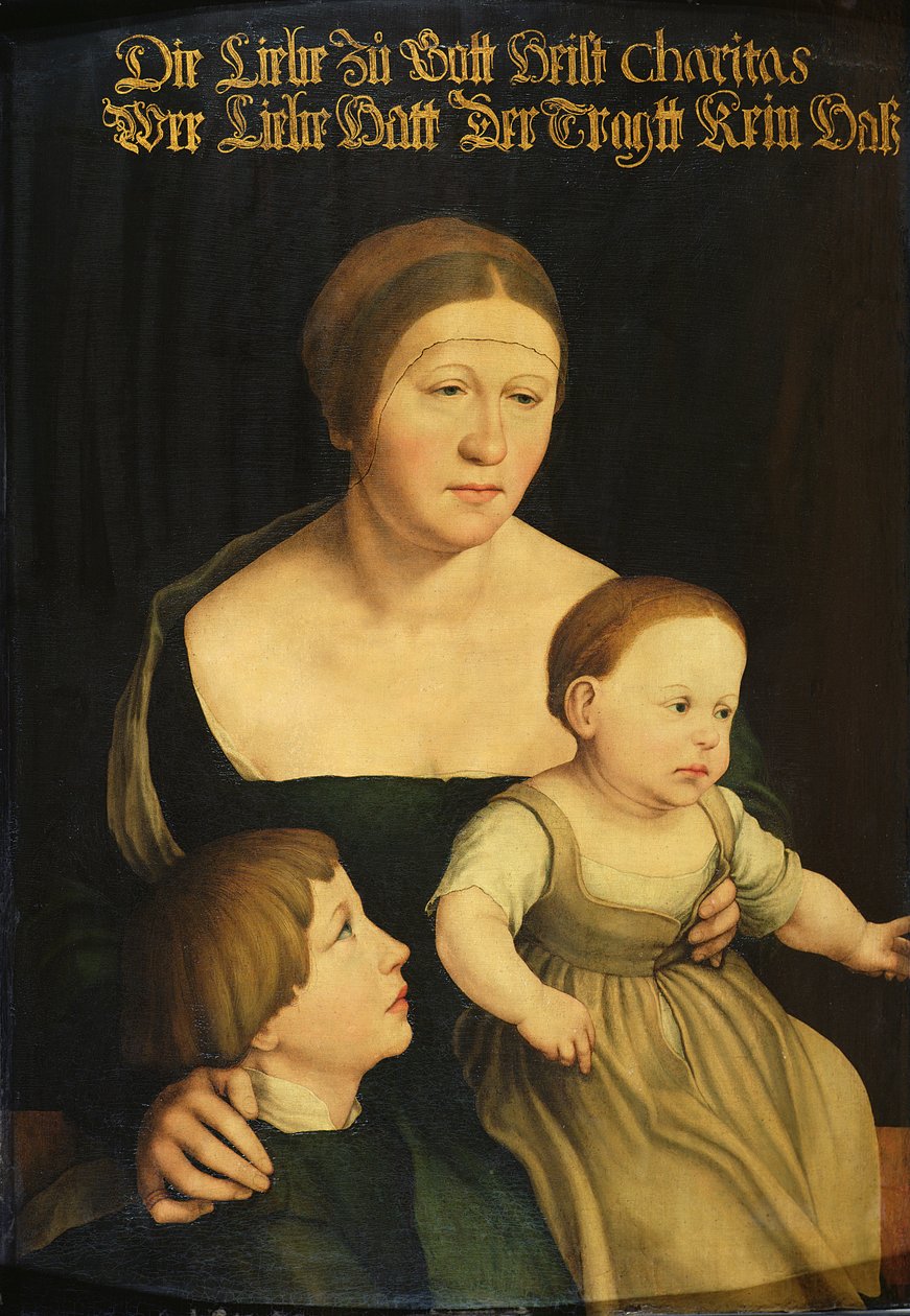 Charita aneb Rodina umělce, kolem roku 1528 od Hans Holbein der Jüngere