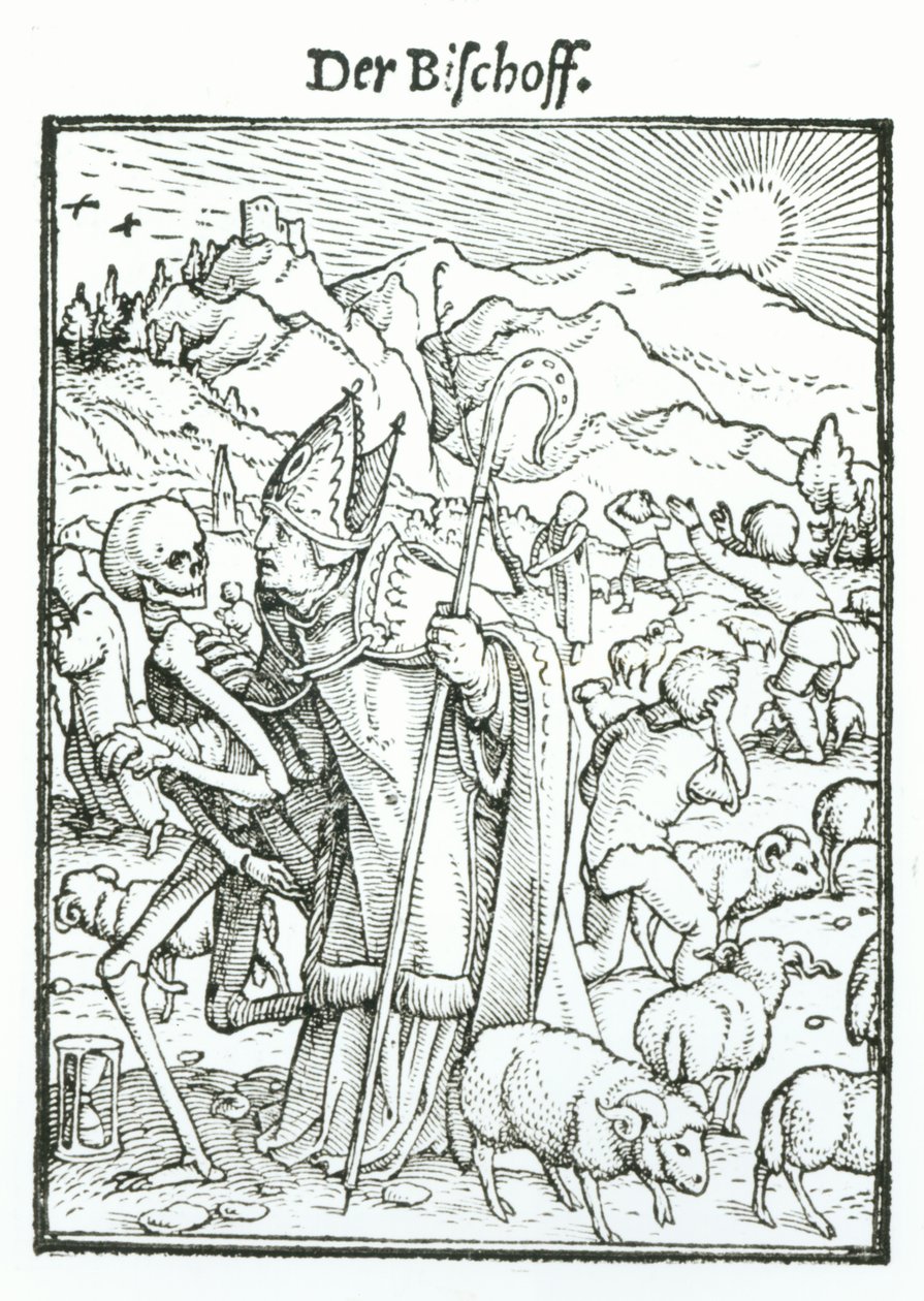 Smrt a biskup, z „Tance smrti“, vyryl Hans Lutzelburger, kolem roku 1538 od Hans Holbein der Jüngere