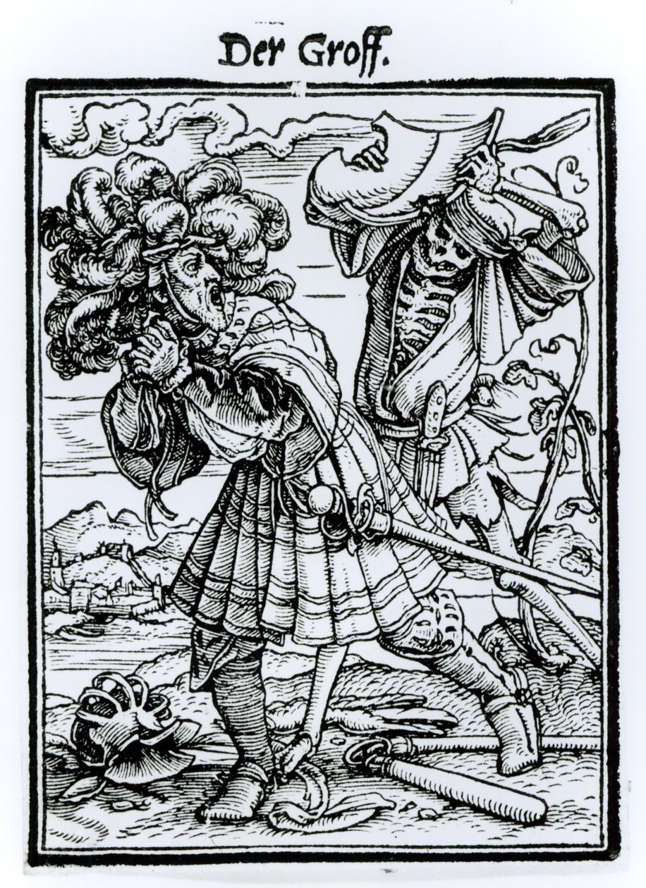 Smrt a hrabě, z „Tance smrti“, vyryl Hans Lutzelburger, kolem roku 1538 od Hans Holbein der Jüngere