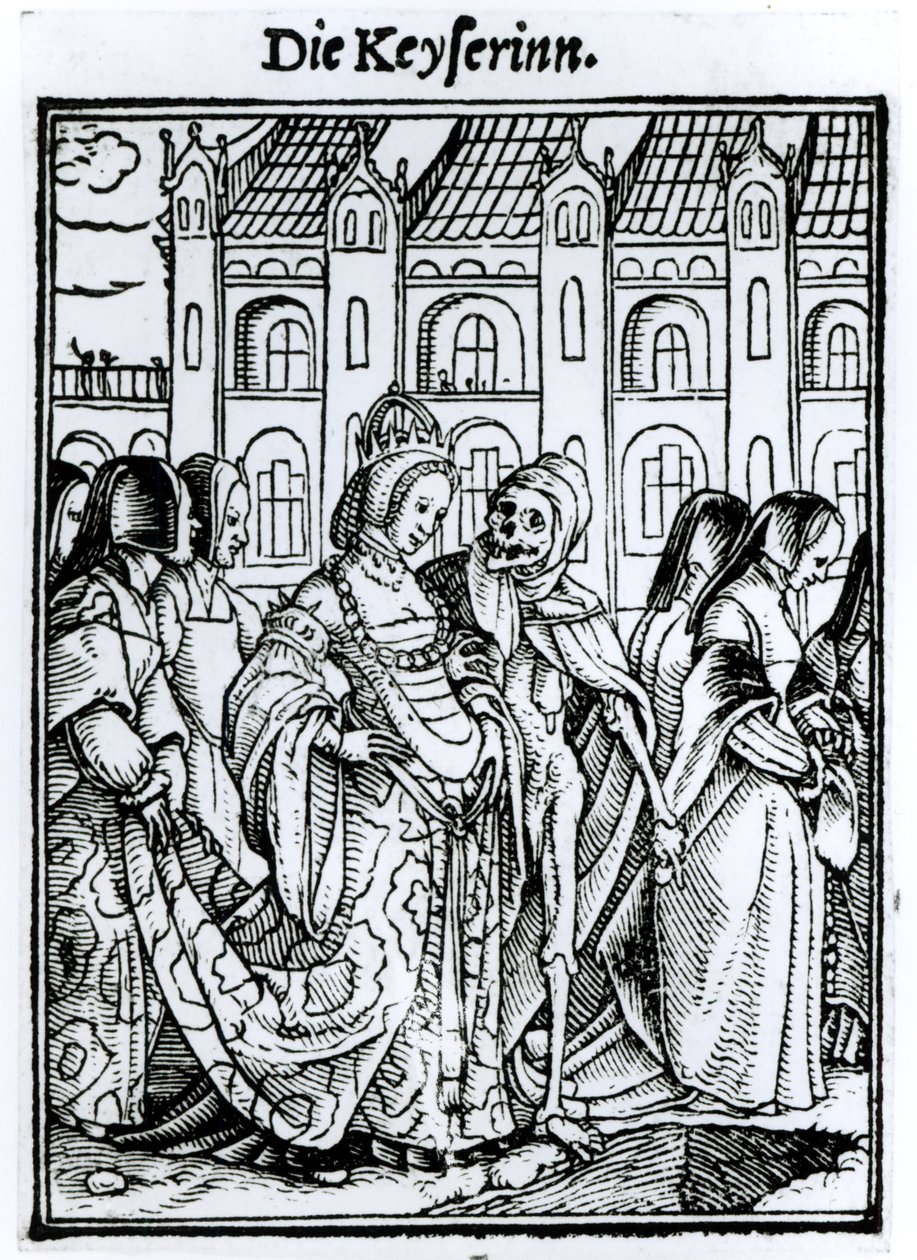 Smrt a císařovna, z „Tance smrti“, vyryl Hans Lutzelburger, kolem roku 1538 od Hans Holbein der Jüngere