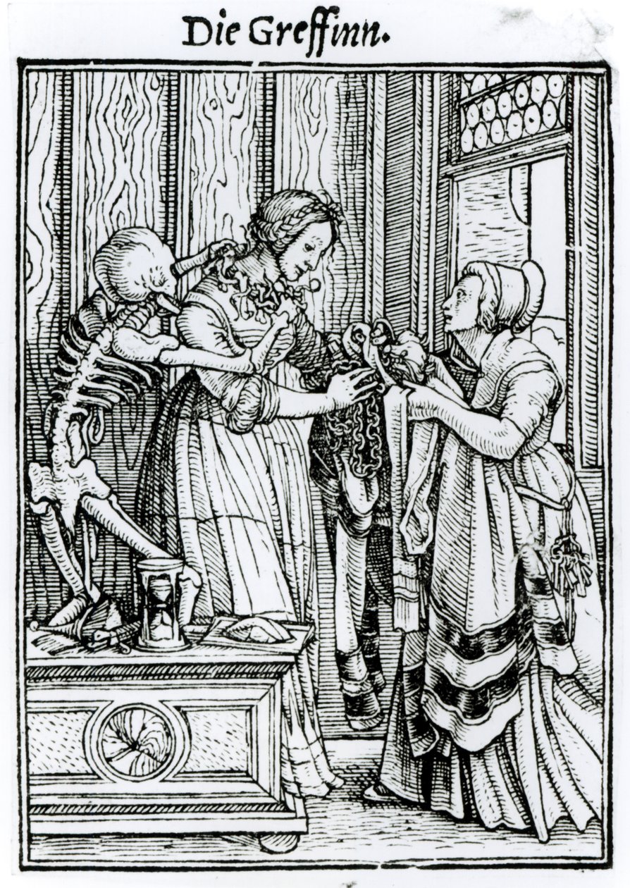 Smrt a milenka, z "Tance smrti", rytina Hanse Lutzelburgera, kolem roku 1538 od Hans Holbein der Jüngere
