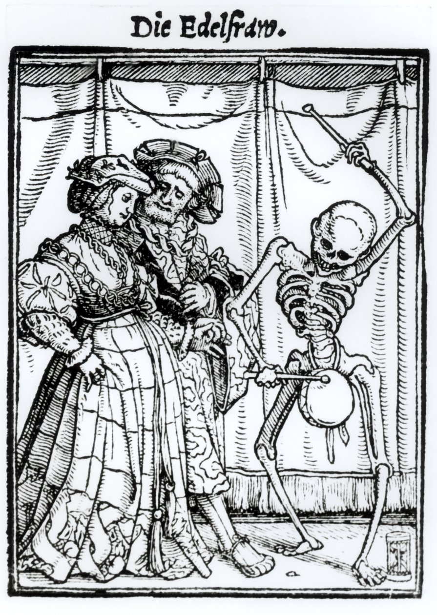 Smrt a šlechtična, z „Tance smrti“, vyryl Hans Lutzelburger, kolem roku 1538 od Hans Holbein der Jüngere