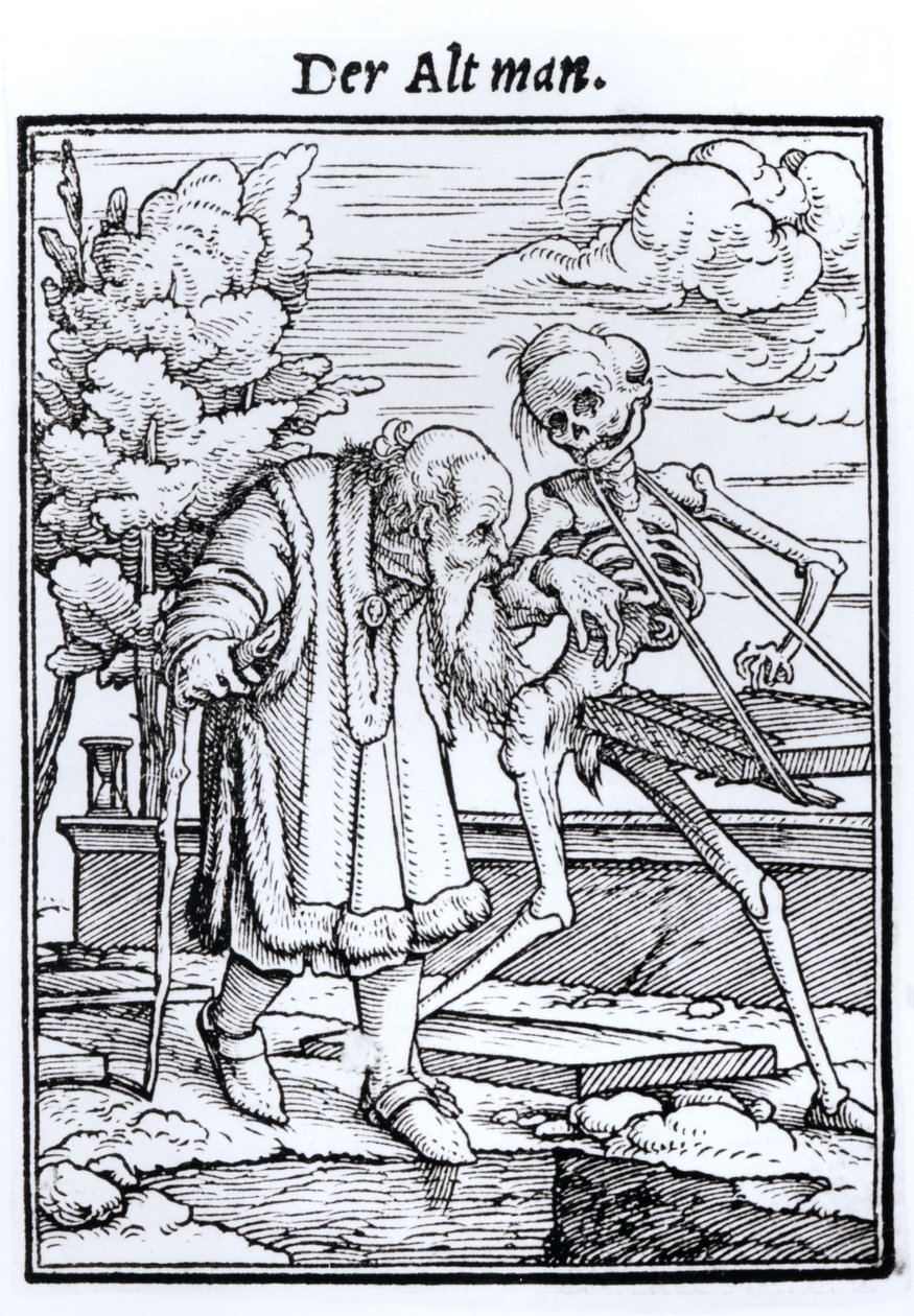 Smrt a starý muž, z „Tance smrti“, vyrytý Hansem Lutzelburgerem, kolem roku 1538 od Hans Holbein der Jüngere