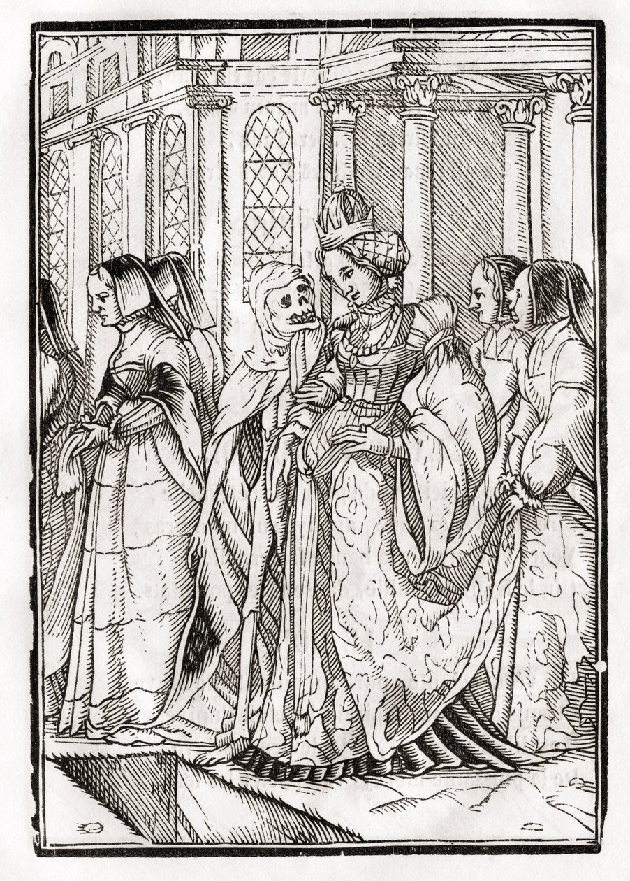 Smrt přichází pro císařovnu, vyryl Georg Scharffenberg, z „Der Todten Tanz“, vydané Basilej, 1843 (litho) od Hans Holbein der Jüngere