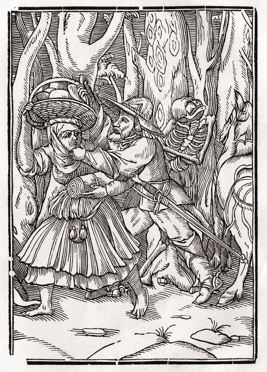 Smrt přichází pro lupiče, z „Der Todten Tanz“, vydaného v Basileji, 1843 od Hans Holbein der Jüngere