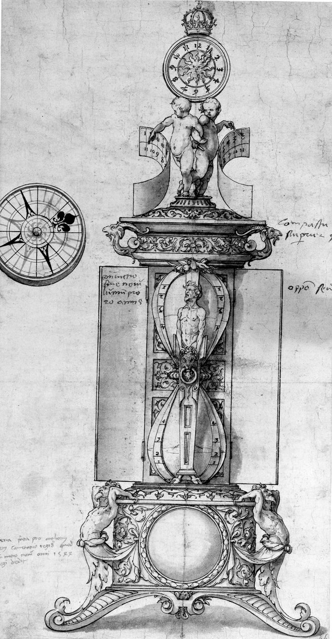 Design for a Clocksalt, c.1543 (pero a inkoust a mytí) od Hans Holbein der Jüngere