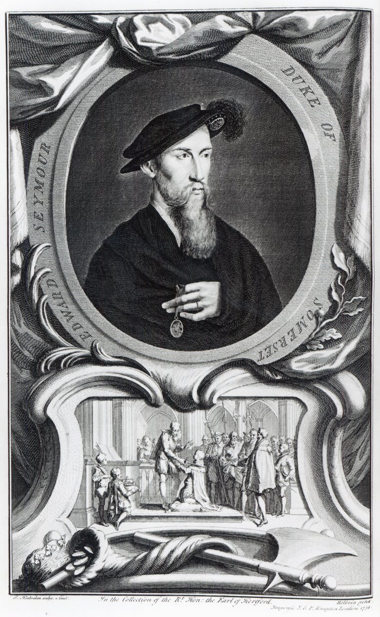 Edward Seymour, 1. vévoda ze Somersetu, vyrytý Jacobusem Houbrakenem, 1738 od Hans Holbein der Jüngere