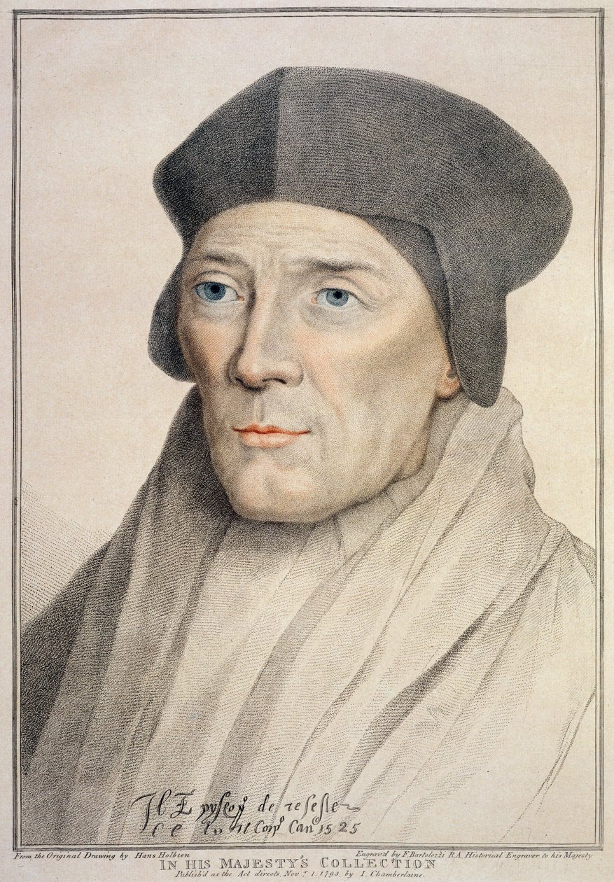 John Fisher, biskup z Rochesteru (1469-1535), rytý Francesco Bartolozzi (1727-1815) od Hans Holbein der Jüngere