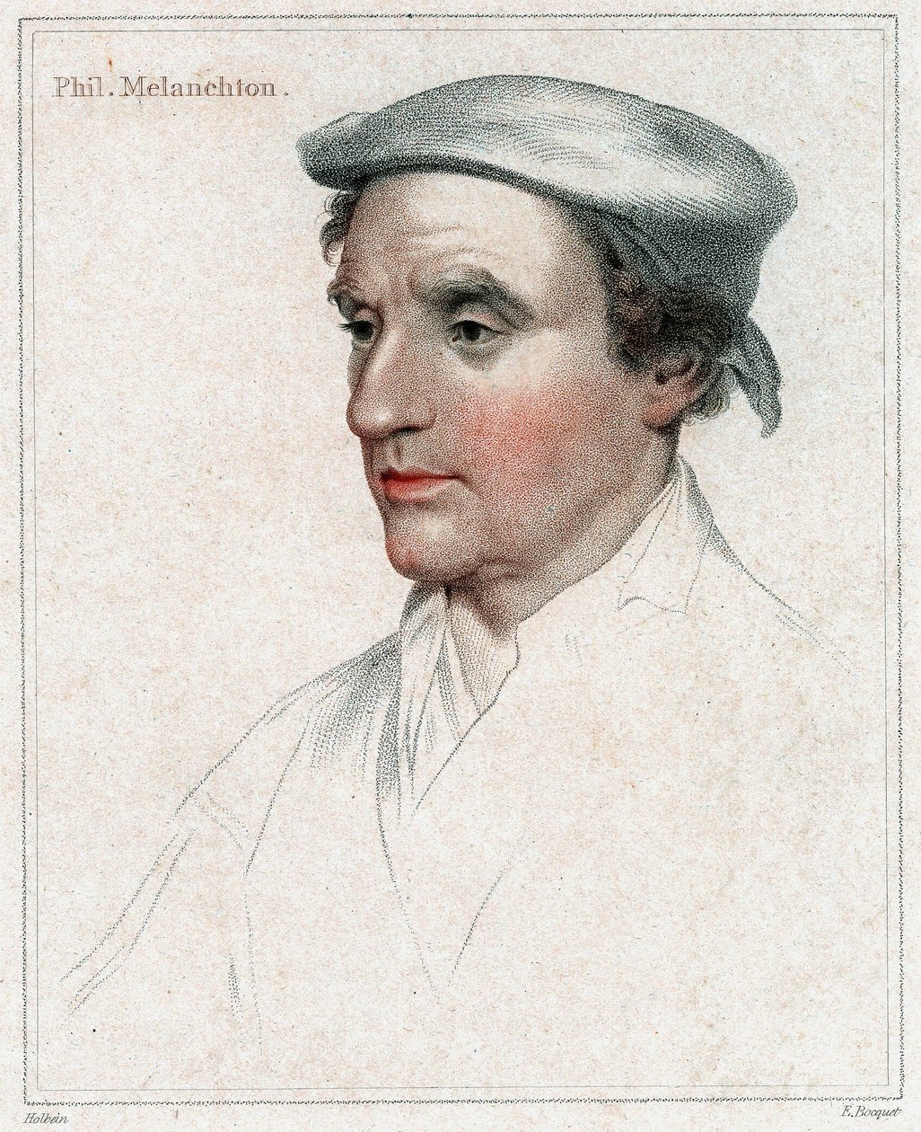 Philip Melancthon, vyryl E. Bocquet od Hans Holbein der Jüngere