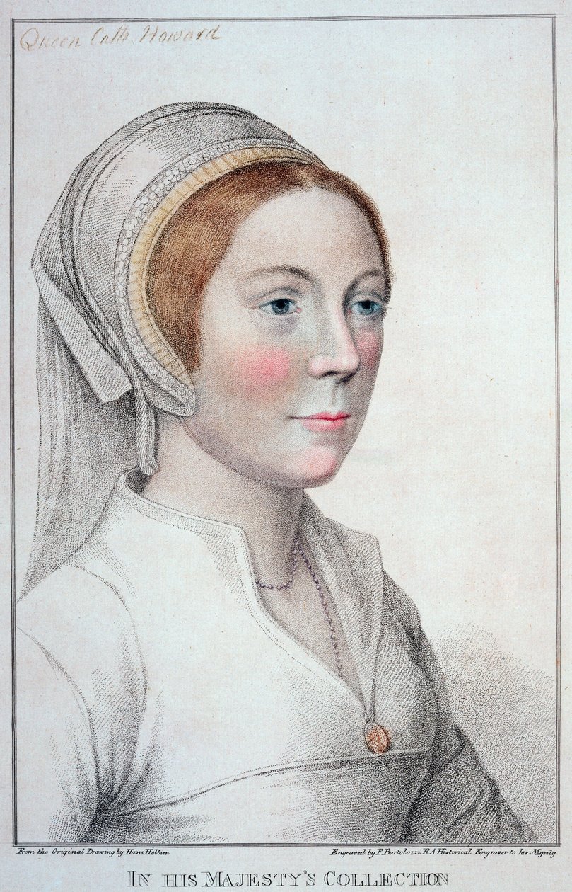 Portrét Catherine Howardové (1520-42) vyrytý Francescem Bartolozzim (1727-1815) 1796 od Hans Holbein der Jüngere