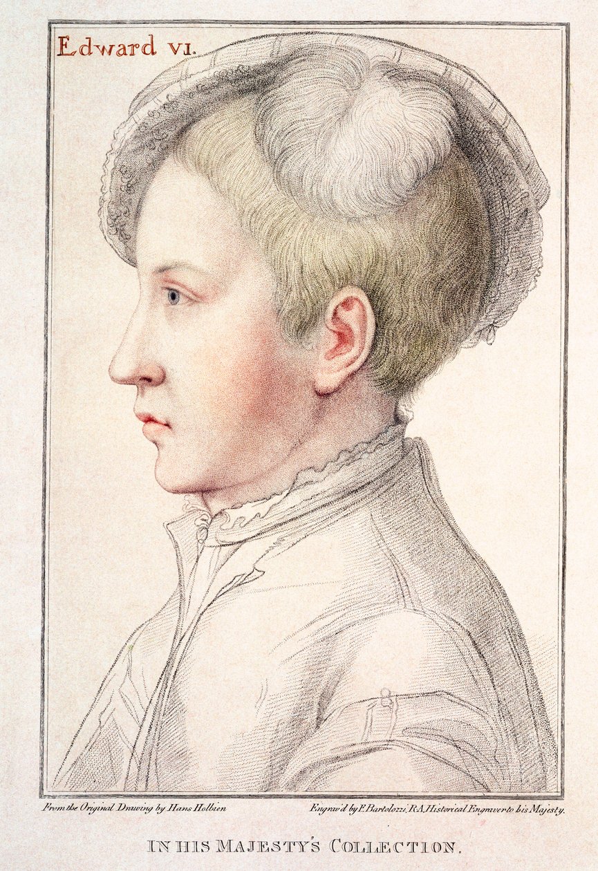 Portrét Edwarda VI. (1537-53) vyrytý Francescem Bartolozzim (1727-1815) 1796 od Hans Holbein der Jüngere