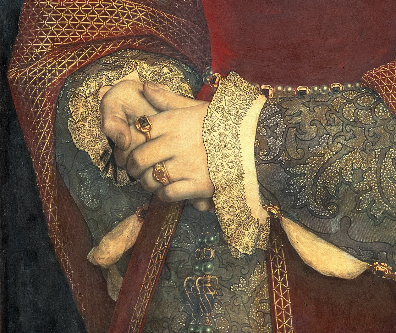 Portrét Jane Seymourové, 1536 (detail 32610) od Hans Holbein der Jüngere