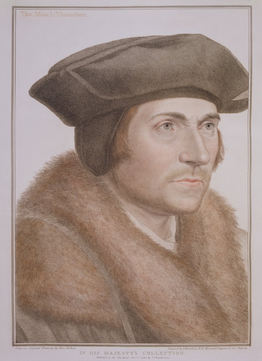 Thomas More, Lord Chancellor (1478-1535) rytý Francesco Bartolozzi (1727-1815) od Hans Holbein der Jüngere