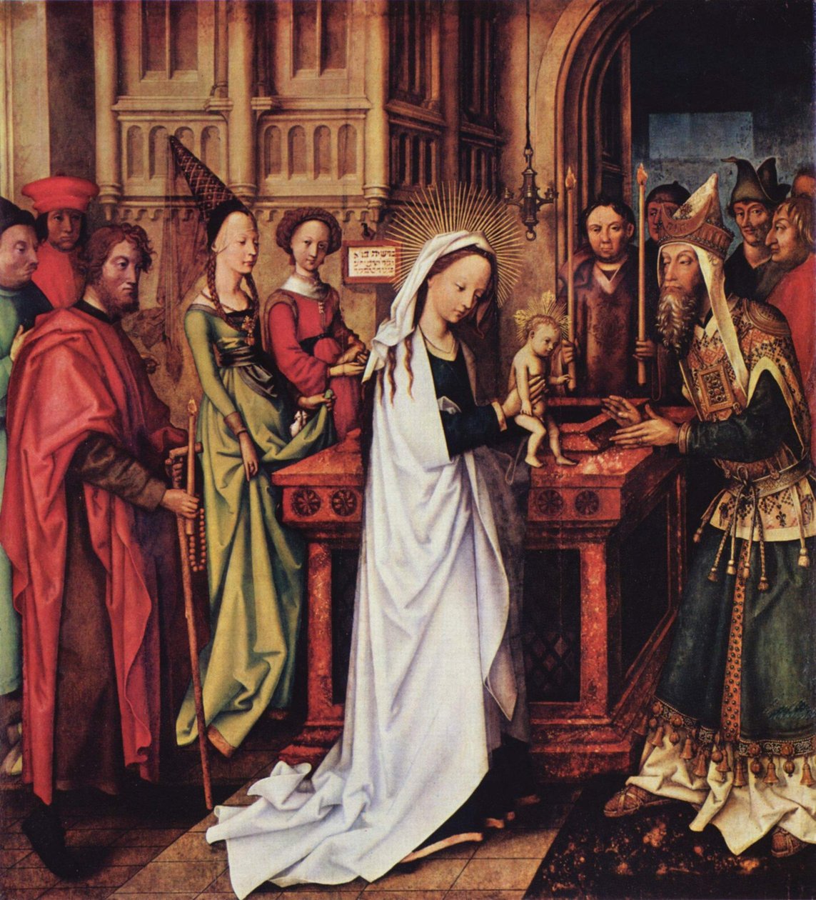 Německy: Darstellung Christi im Tempel Oltář dominikánů, levé vnitřní křídlo, spodní deska: Představení Krista v chrámu od Hans Holbein the Elder