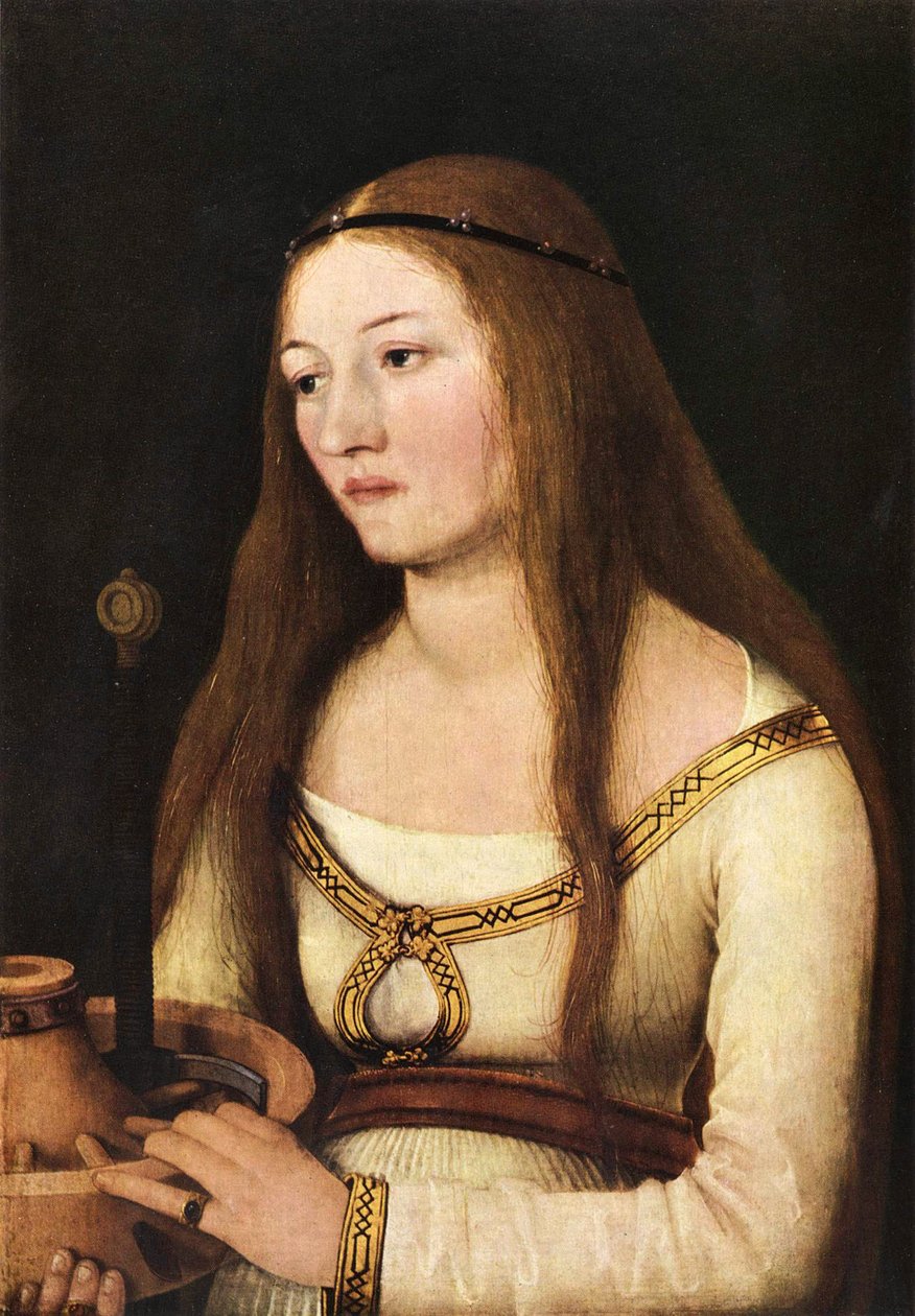 Katharina Schwarz s atributy své jmenovkyně světice od Hans Holbein the Elder