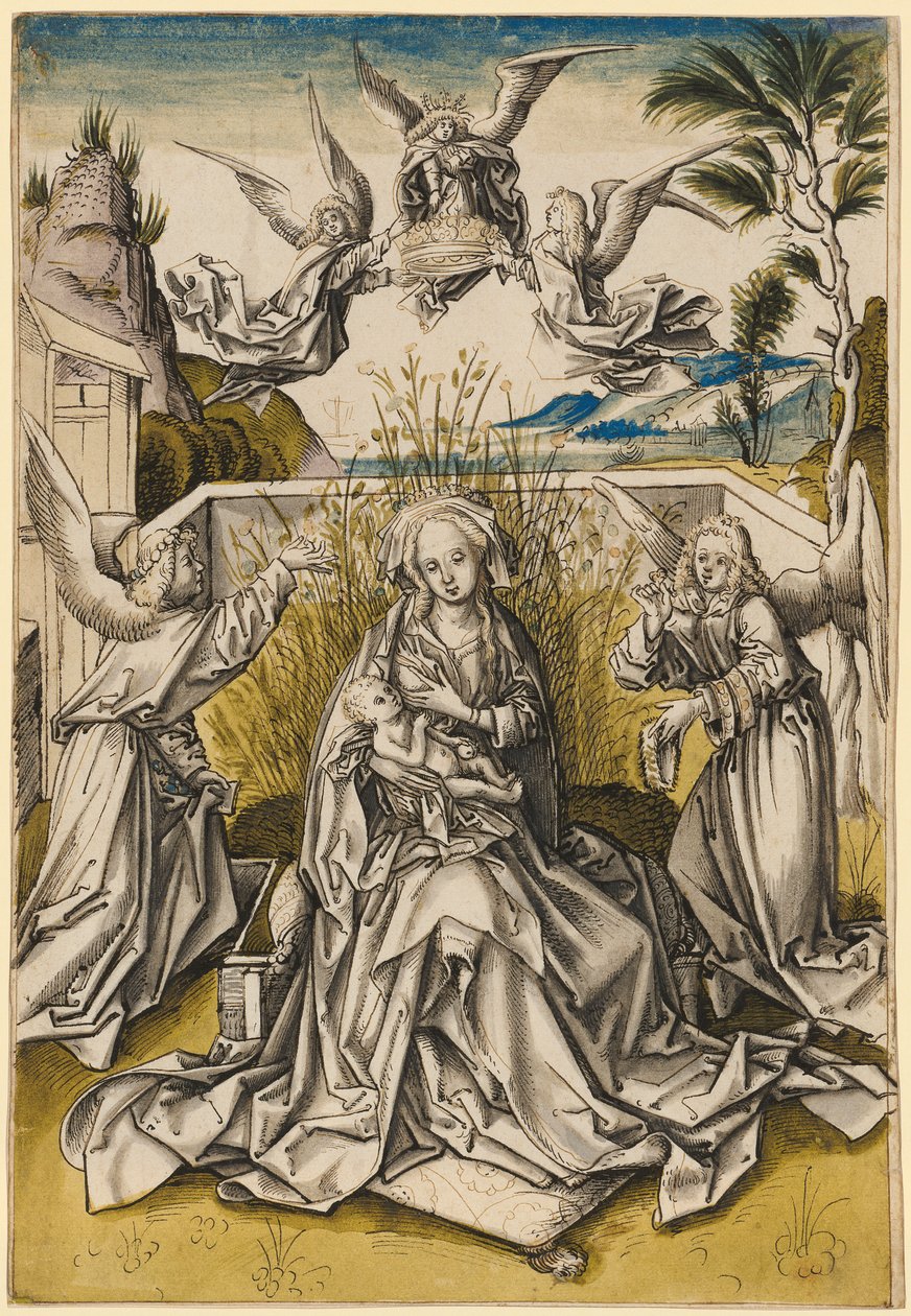 Madonna a andělé v krajině, cca 1500 od Hans Holbein the Elder