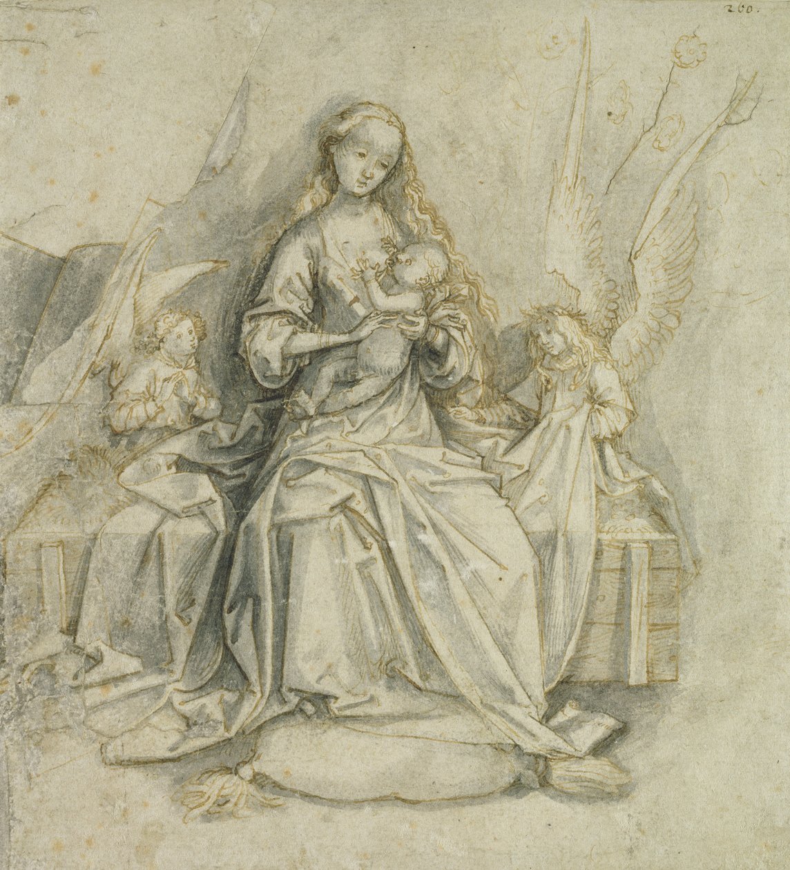 Madonna a dítě (pero a hnědý inkoust s tužkou na papíře) od Hans Holbein the Elder