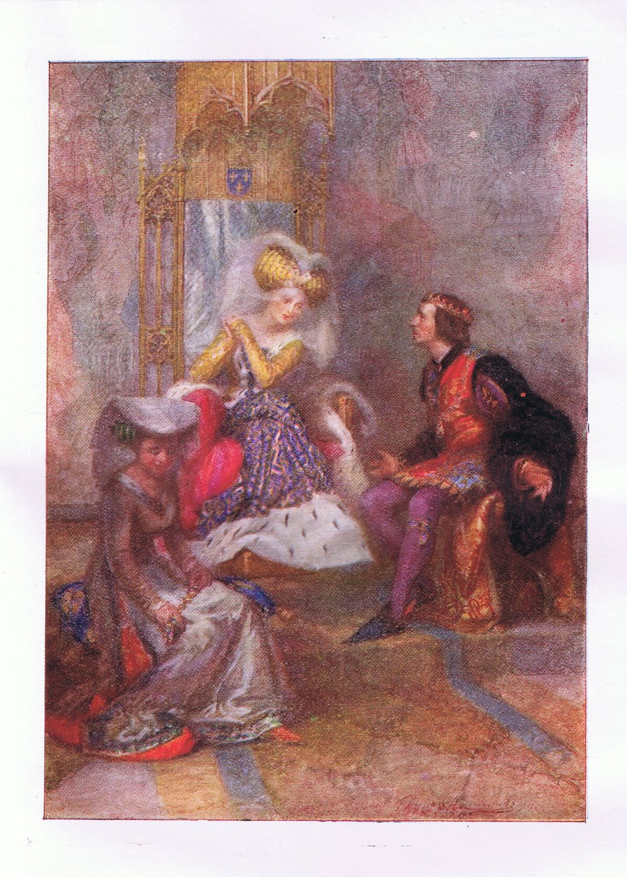 A co tedy říkáš mé lásce? (Král Jindřich V.), z The Complete Works of Shakespeare vydané společností George Harrap & Co Ltd, 20. léta od Hans Holbein der Jüngere