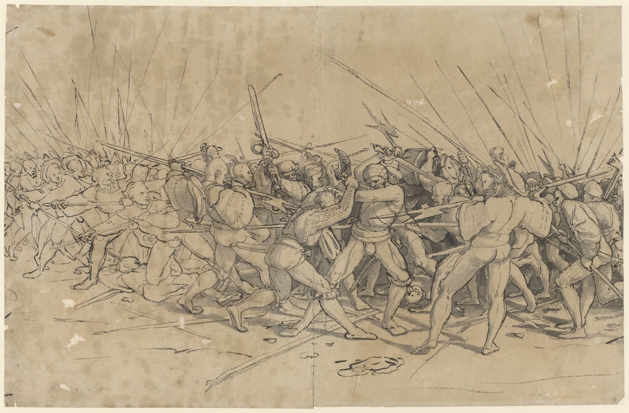 Bitevní scéna, asi 1524 (pero, tuš a wash) od Hans Holbein the Younger