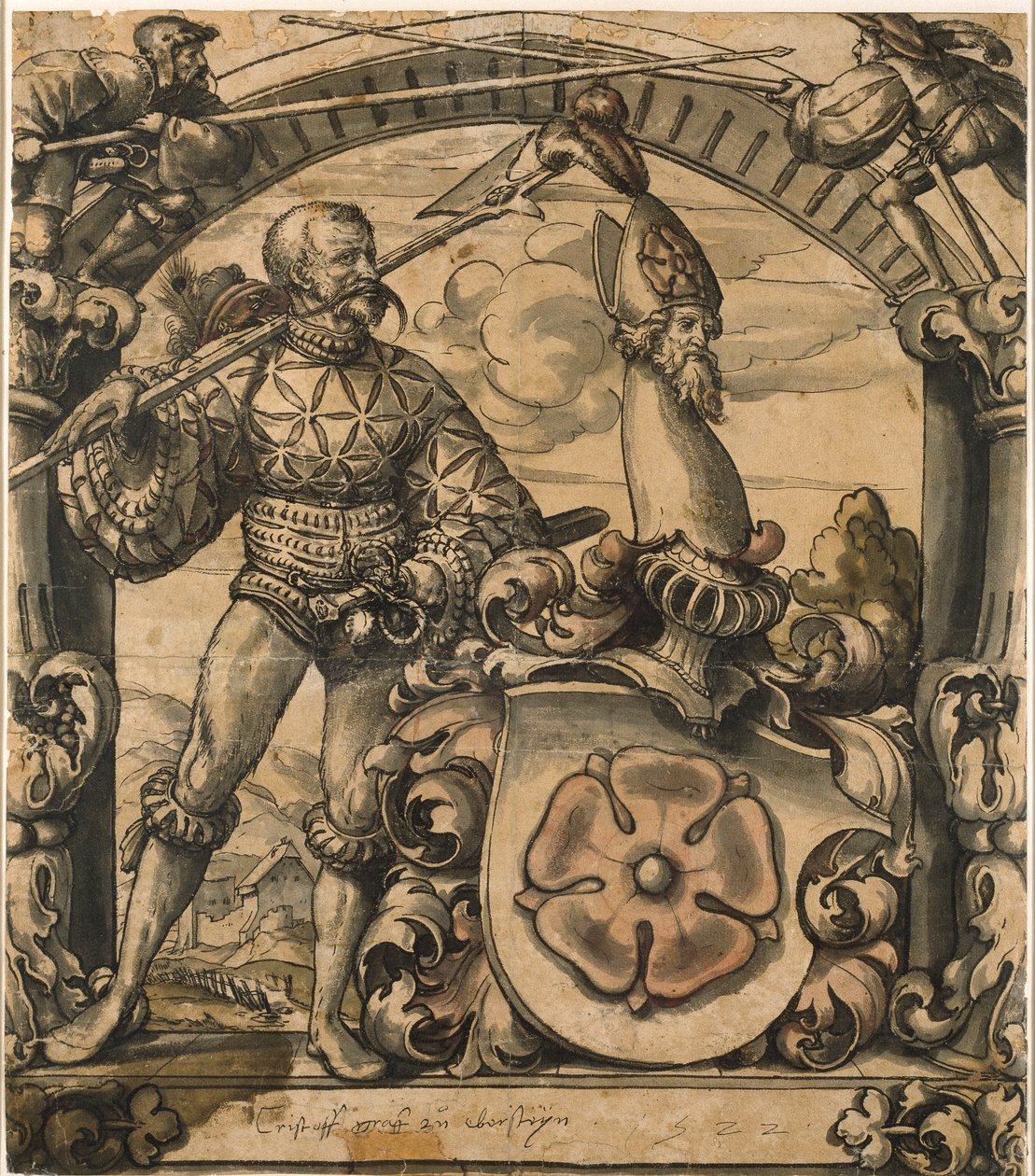 Design pro heraldický panel z barevného skla, 1522 od Hans Holbein der Jüngere