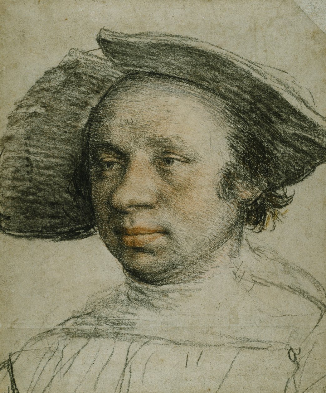 Portrét mladíka v klobouku se širokou krempou, cca 1524-26 (křída na papíře) od Hans Holbein der Jüngere