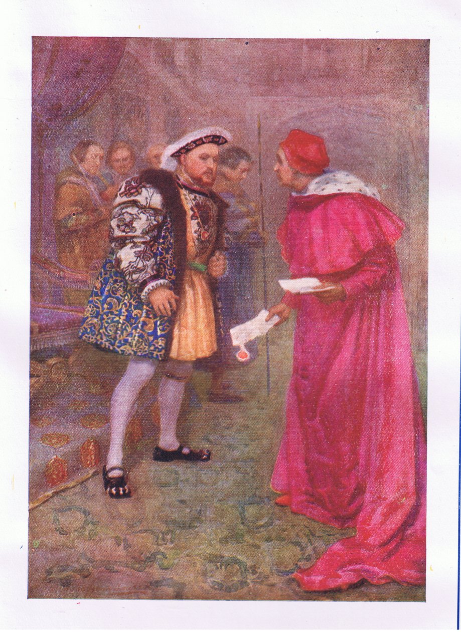 Read oer this?.an dthen to brekfast with what appetite you have (Král Jindřich VIII.), z knihy The Complete Works of Shakespeare vydané nakladatelstvím George Harrap & Co Ltd, 1920. od Hans Holbein der Jüngere