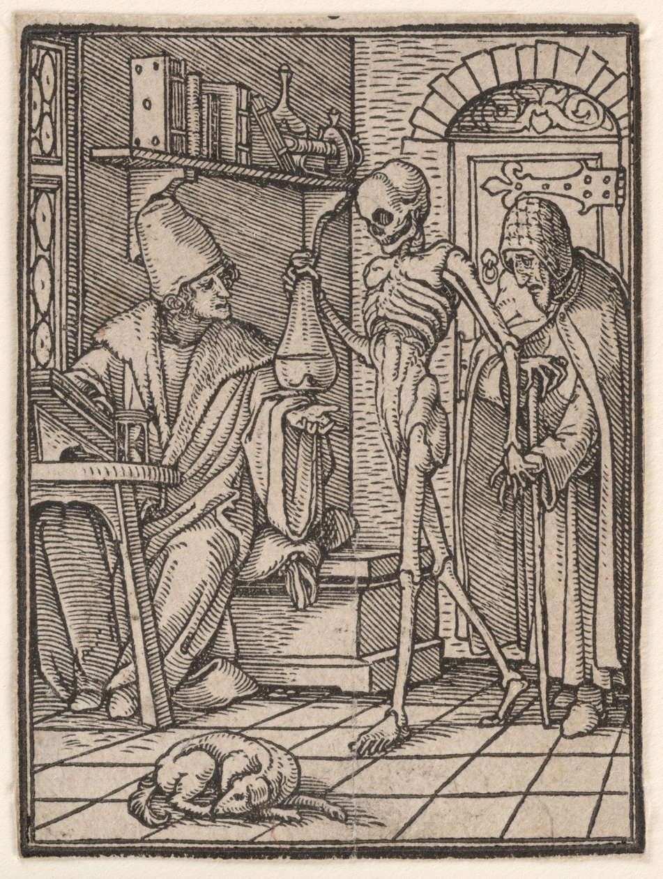 Doktor (nebo lékař), z "Tance smrti" od Hans Holbein the Younger