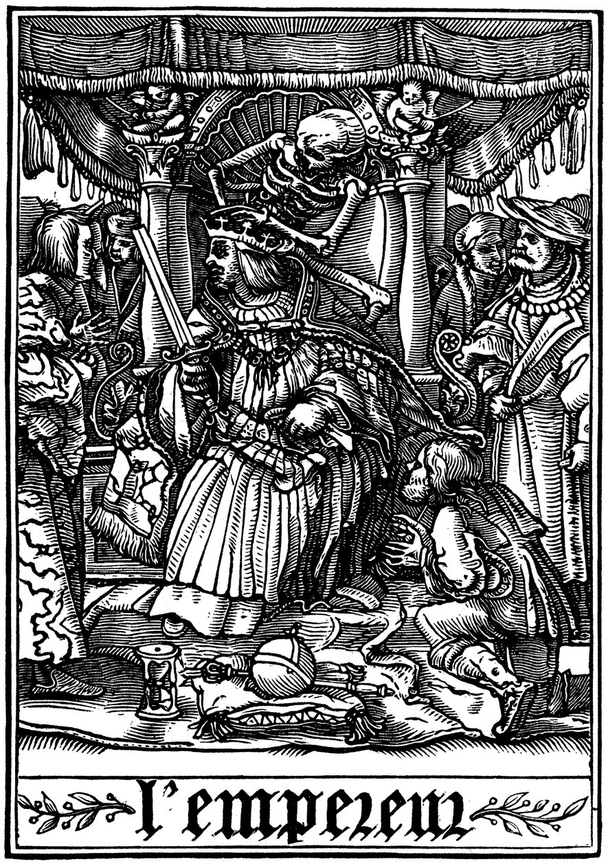 Císař navštívil smrt, 1538 od Hans Holbein der Jüngere