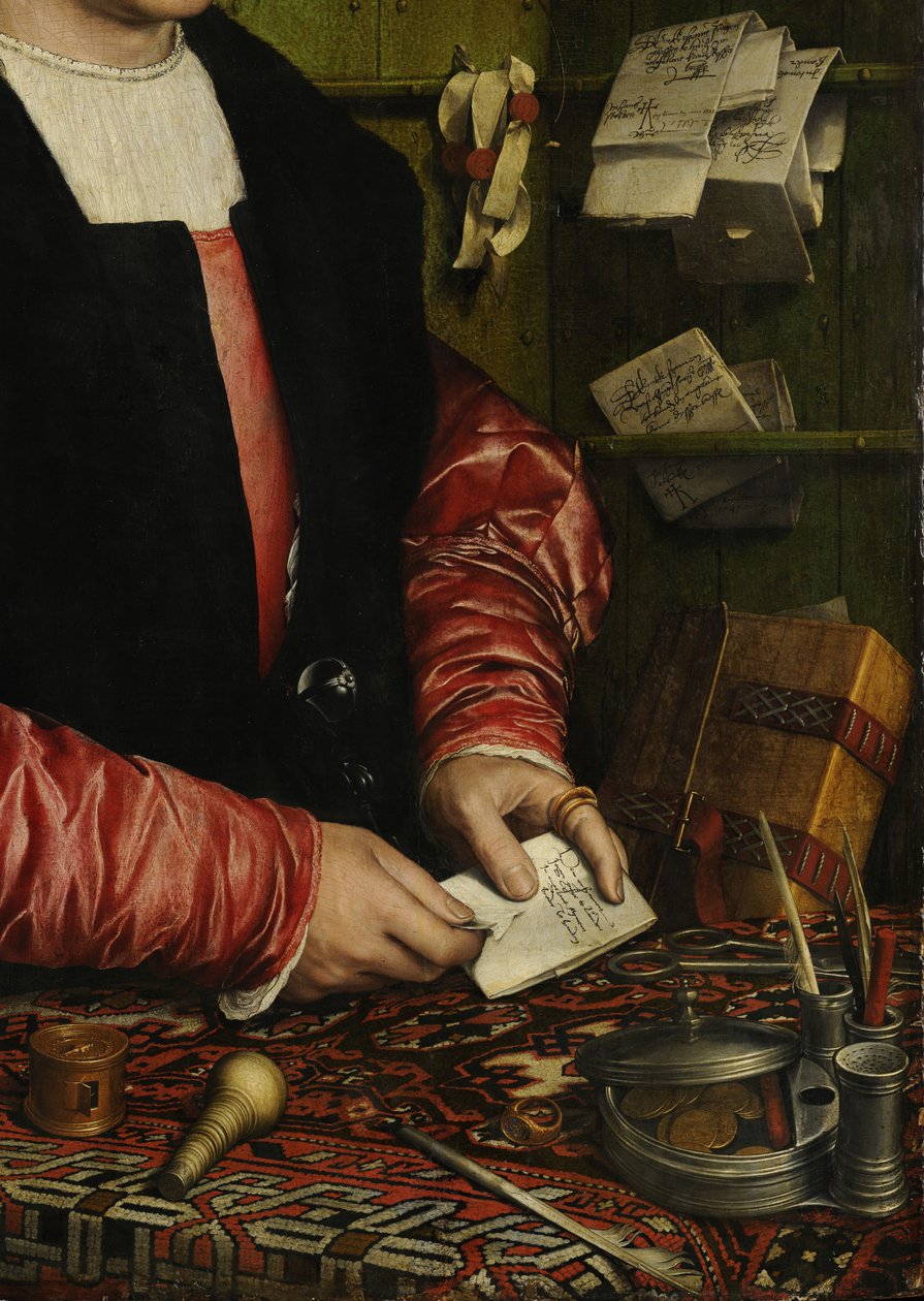 Detail obchodníka Georga Gisze, 1532 od Hans Holbein der Jüngere