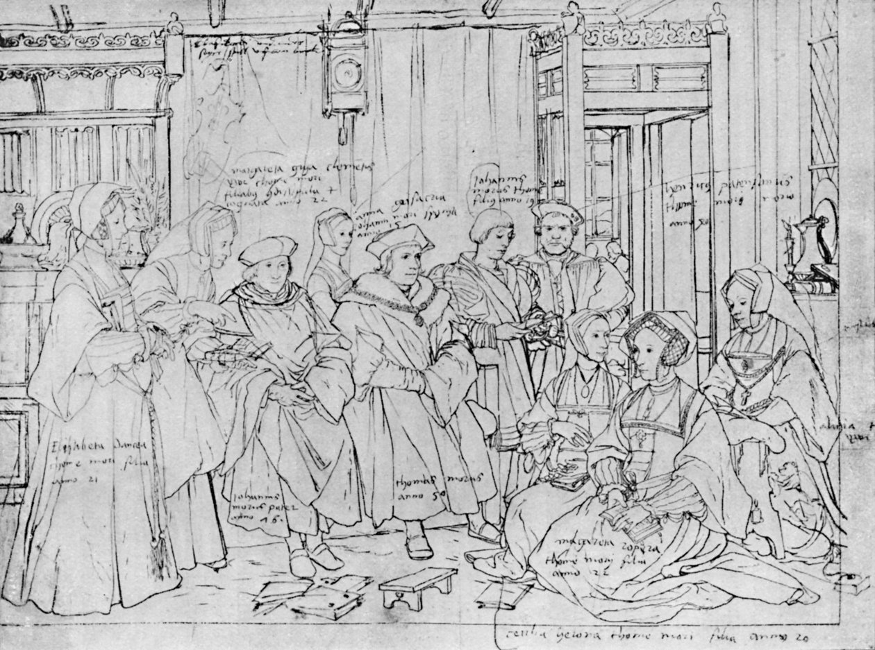 The More Family, from the Sketch by Holbein at Basel Museum, 1527, 1903 od Hans Holbein der Jüngere