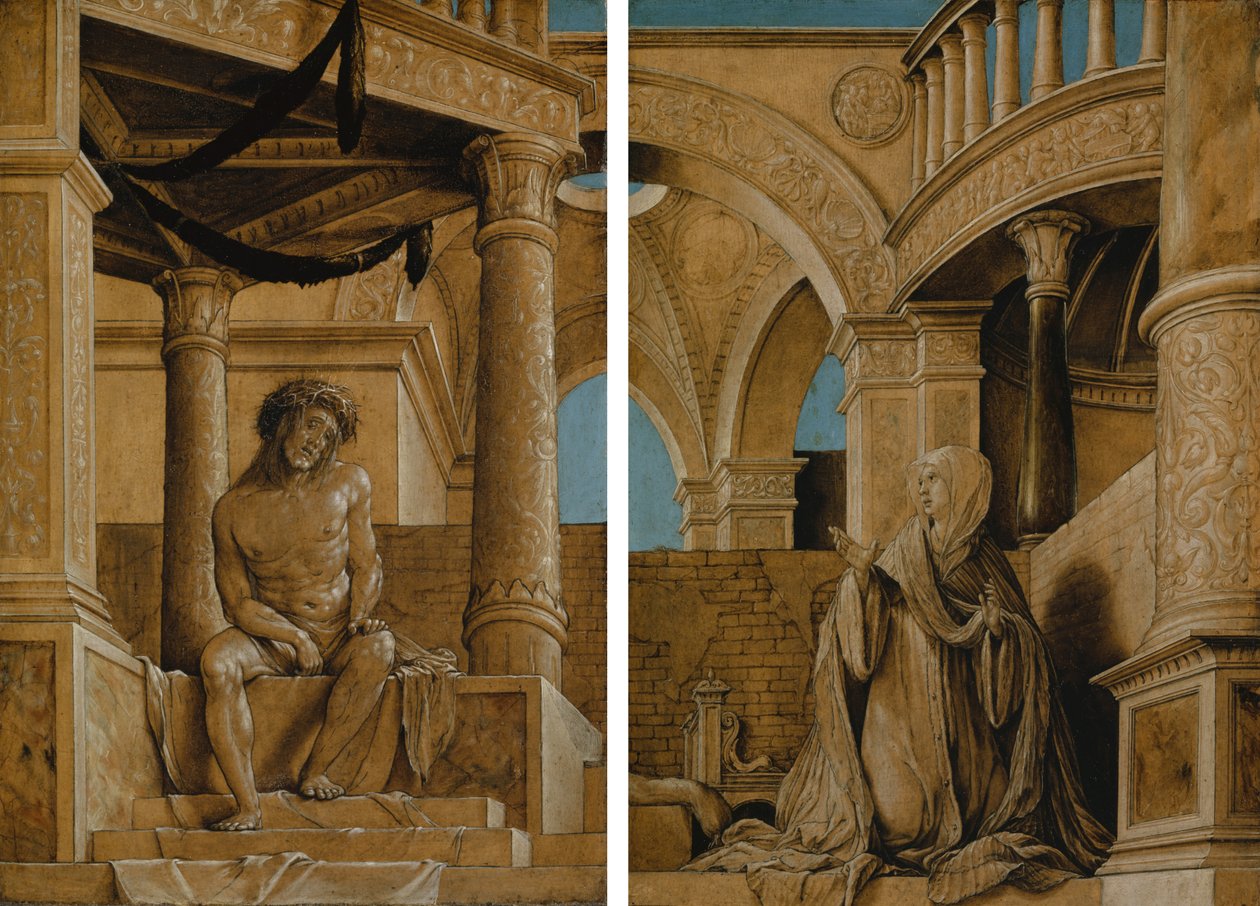 Zamyšlený Kristus a truchlící Panna Marie, kolem 1518-20 od Hans Holbein der Jüngere