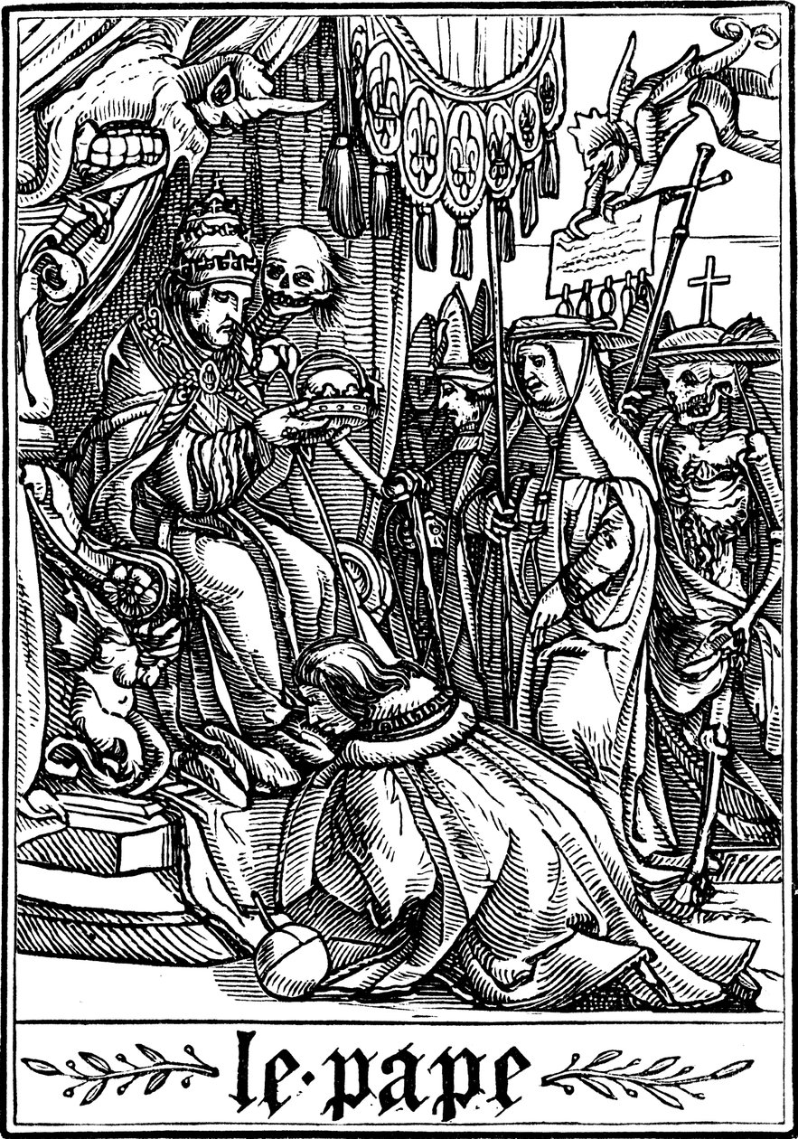 Papež navštívil smrt, 1538 od Hans Holbein der Jüngere