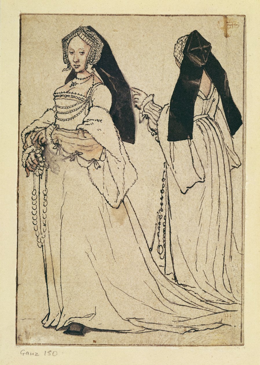 Dva pohledy na ženu s anglickou kapucí, c.1528-30 od Hans Holbein der Jüngere