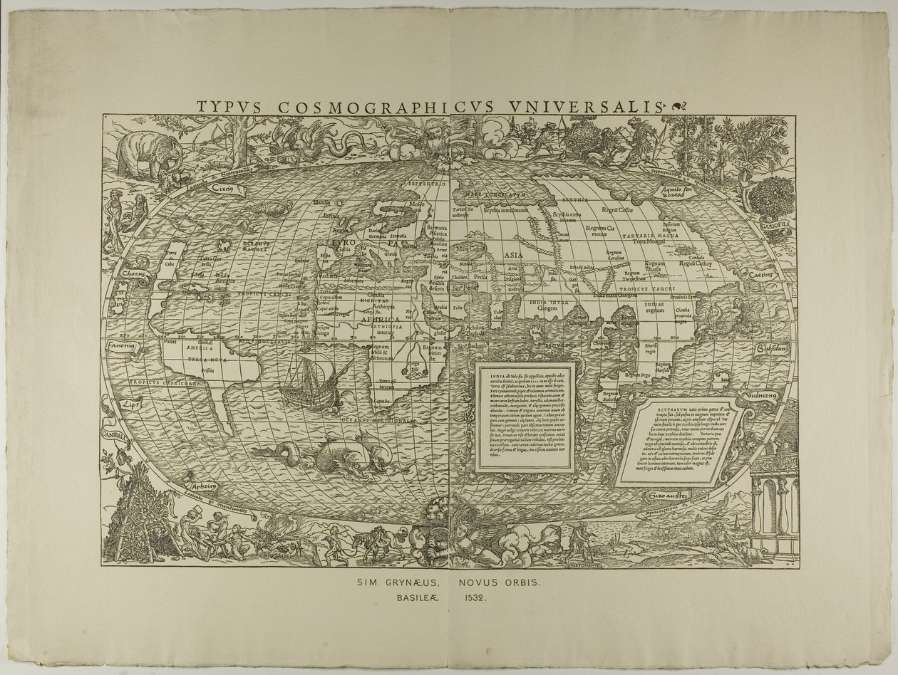 Typ Cosmographicus Universalis, Sim. Grynaeus, Novus Orbis, Basileae 1532 od Hans Holbein the Younger