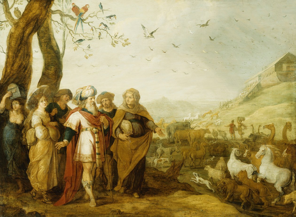 Noe a jeho rodina před naloděním do archy, od Hans III Jordaens
