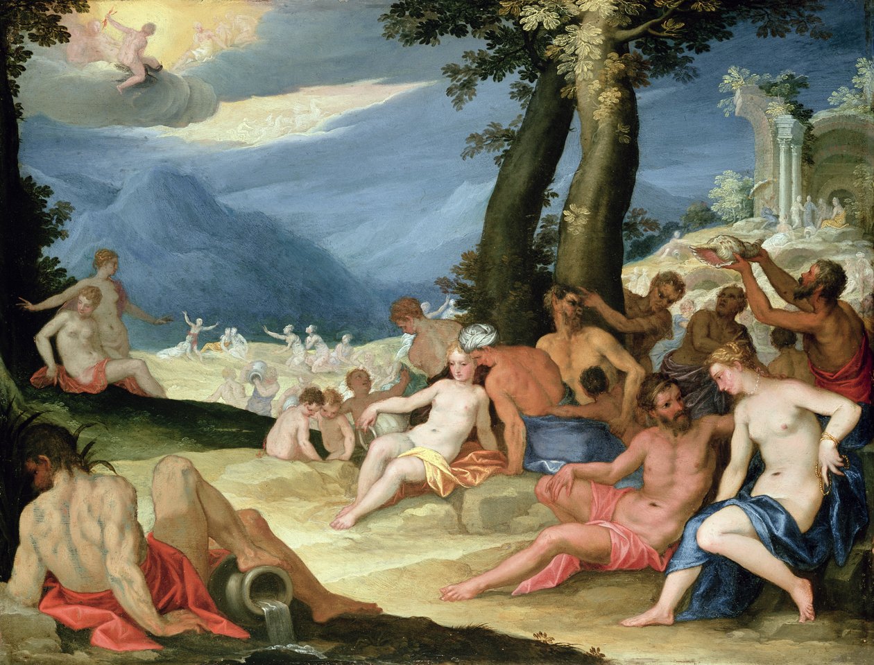 Sucho během cesty Phaetonů se Sluncem, 1604 (ropa na mědi) od Hans I or Johann Rottenhammer