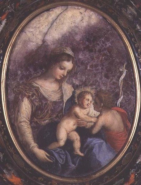 Panna a dítě se svatým Janem od Hans I or Johann Rottenhammer