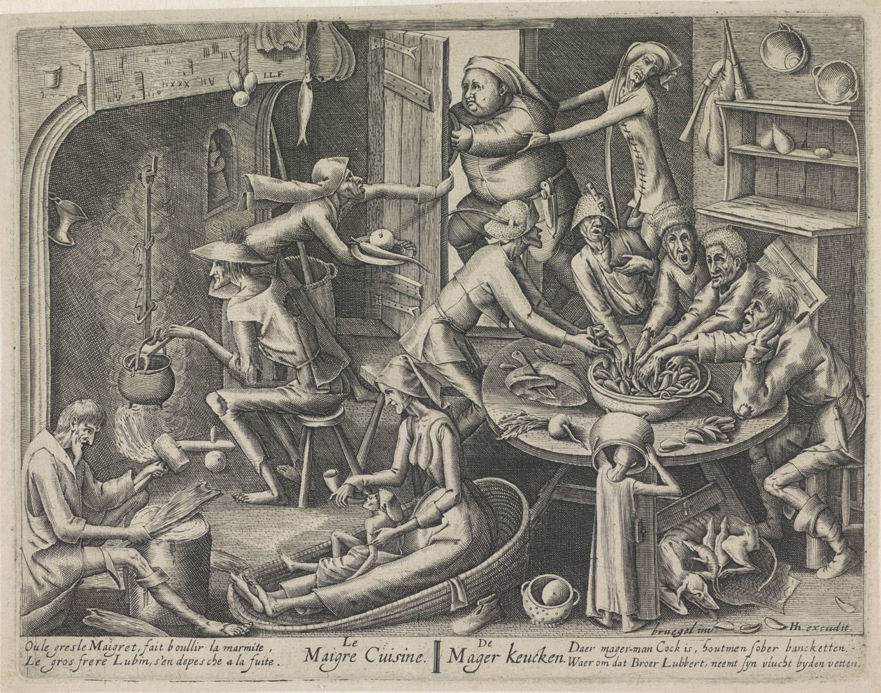 hubená kuchyně Kuchyně Le Maigre / The Skinny Keucken (název na objektu) Štíhlá kuchyně a mastná kuchyně (název série) od Hans Liefrinck (I) (possibly)