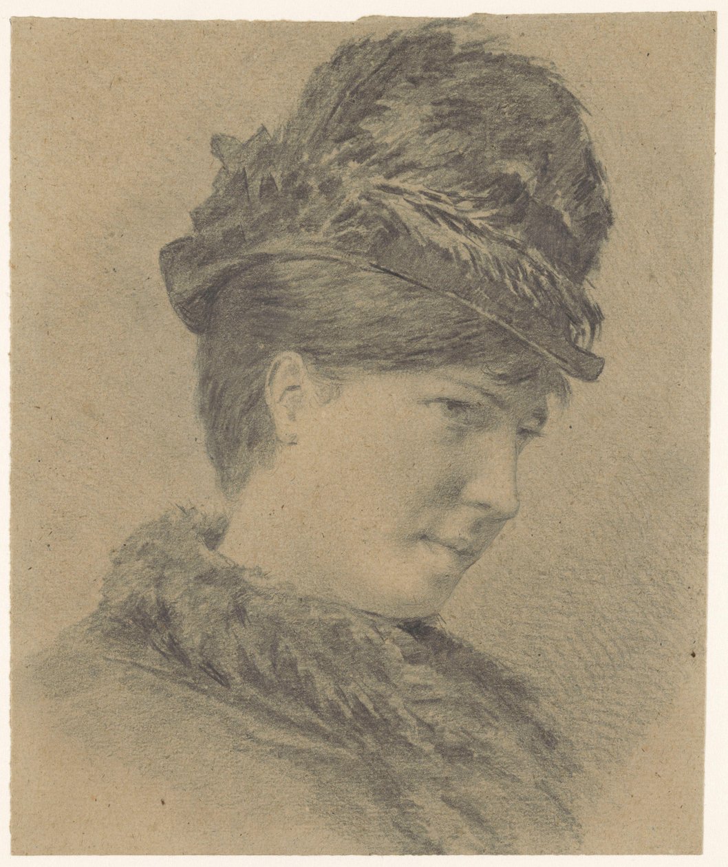 Portrét mladé ženy s kloboukem s peřím od Hans Makart (possibly)