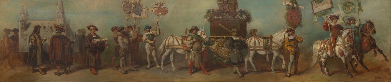 Návrh pro slavnostní průvod roku 1879 - Stavebnictví od Hans Makart